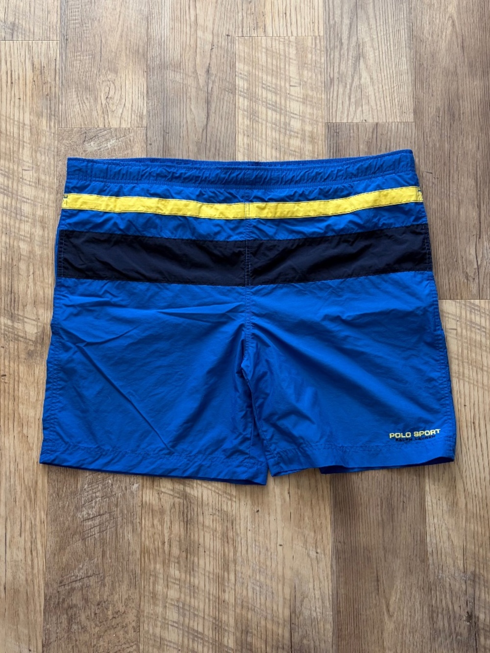 Vintage 90’s Polo Sport Ralph Lauren Colorblock Swim Trunks Blue & Yellow